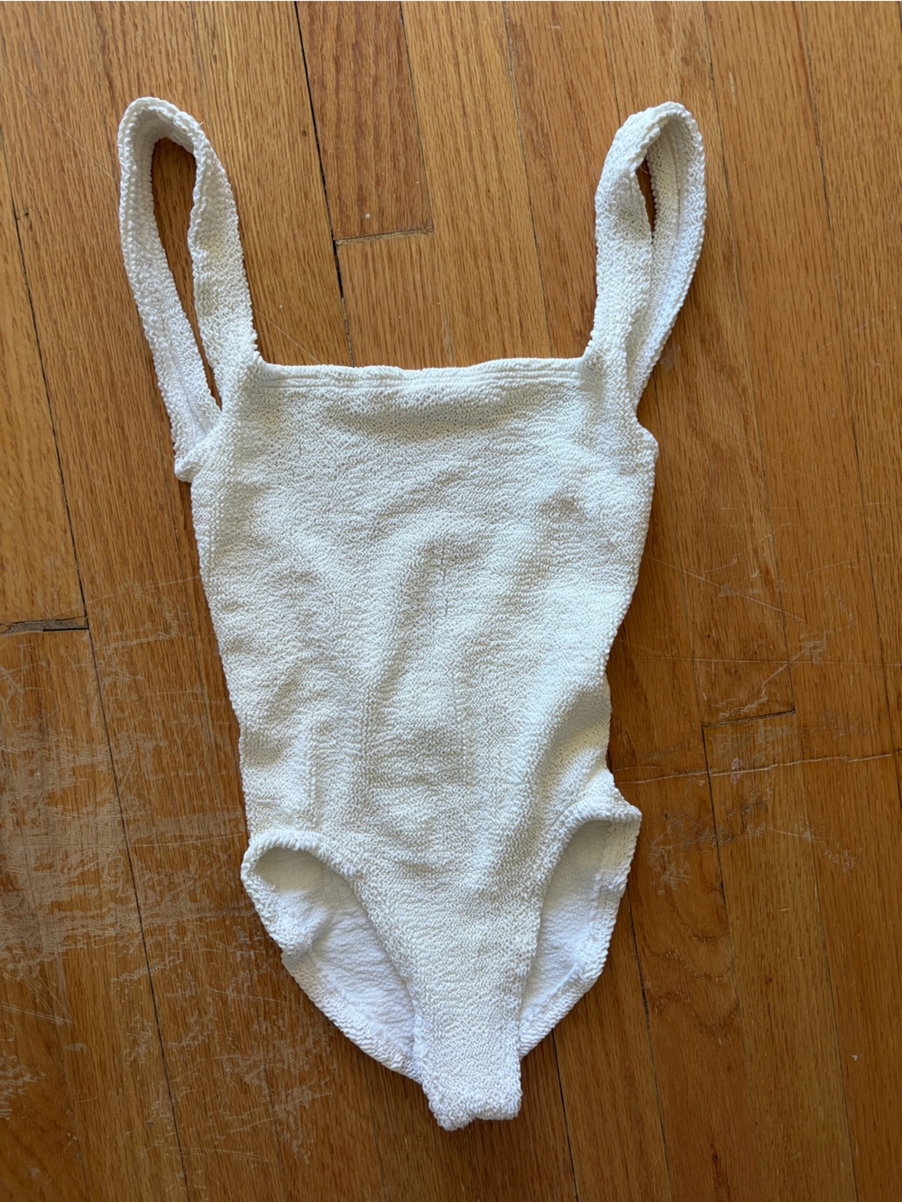 Hunza G White One-Piece Square Neck Swimsuit
